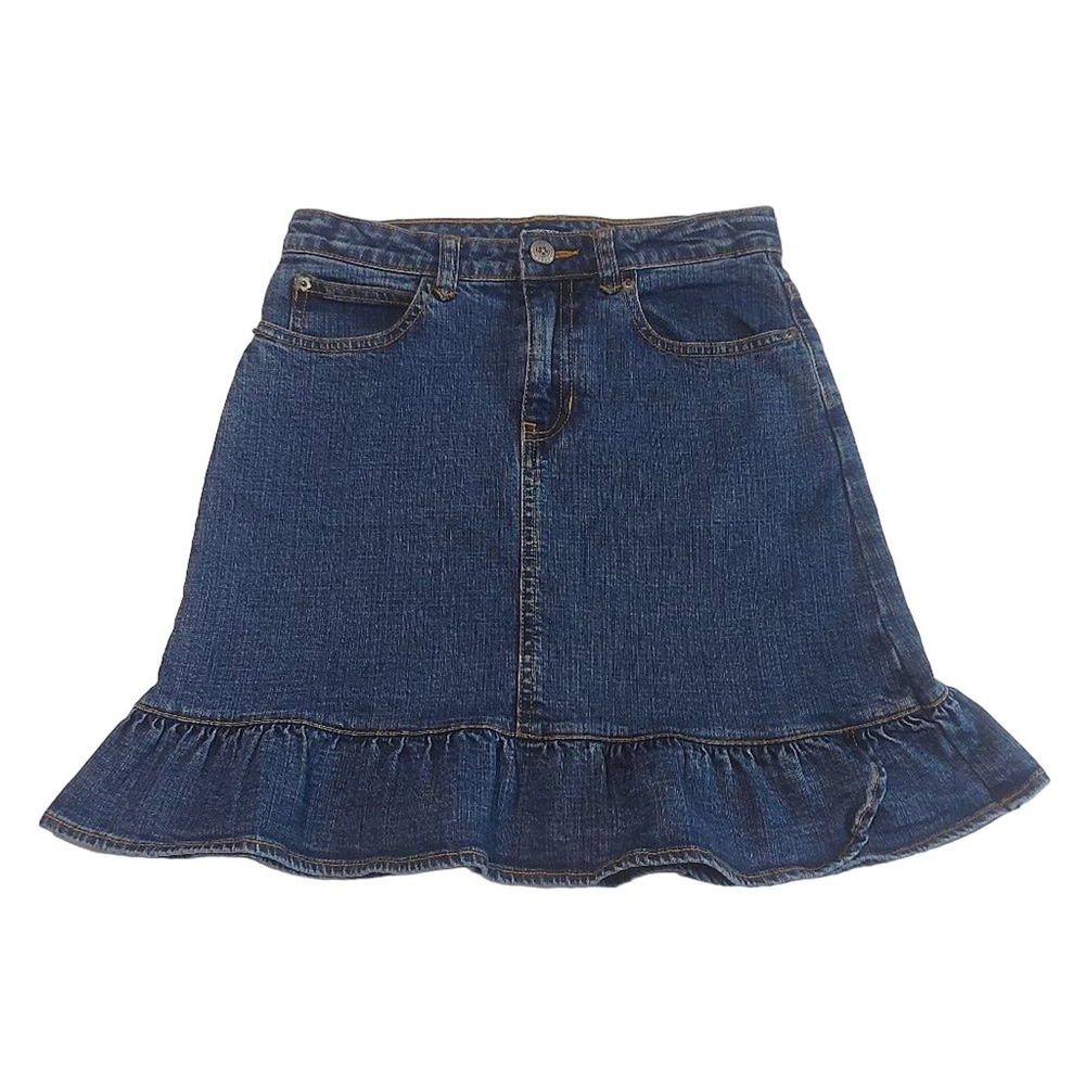 GAP Kids 5-pocket ruffled hem denim stretch skirt